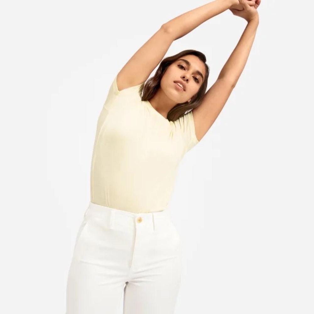 Everlane Relaxed High Waist Chino Sz 0 EUC White Button Fly Stretch Straight - Picture 10 of 16